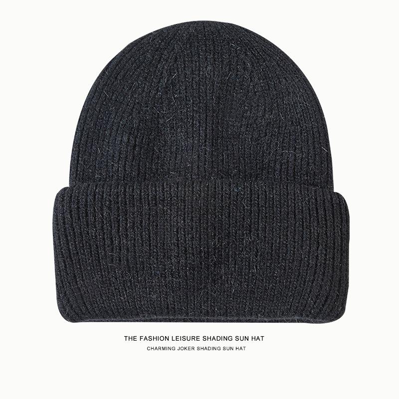 Rabbit Fur Knitted Hat, Big Head Circumference Hat, Small Face, Warm and Cold-proof, Versatile Pullover, Ear Protection, Women's Wool Knitted Hat