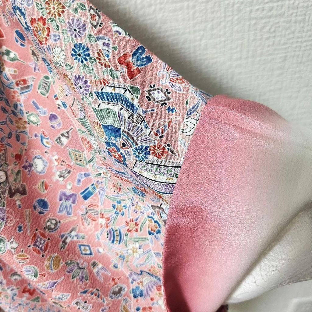 Used Washable kimono, small pattern, lining, polyester, length 161, sleeve 65, casual