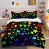 Rainbow Star Themed Decor Set Soft Comfortable Duvet Cover Bedding Set Included 1*Duvet Cover & 2*Pillowcases, Gift