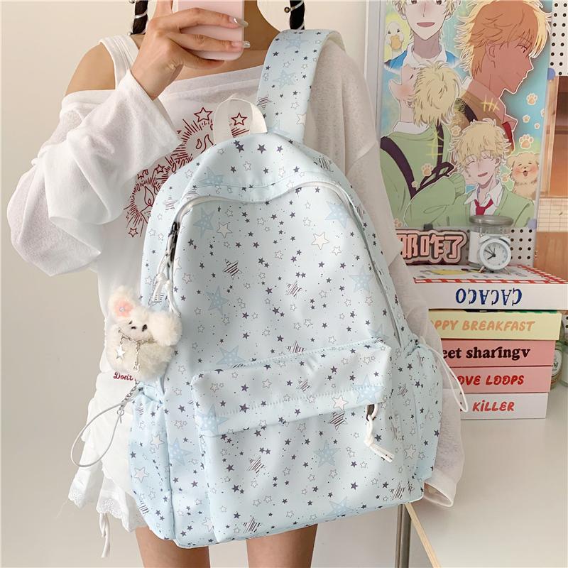 Cartable Grande Capacité Imprimé Étoiles Sac à Dos Filles Étudiants Collège Cartable