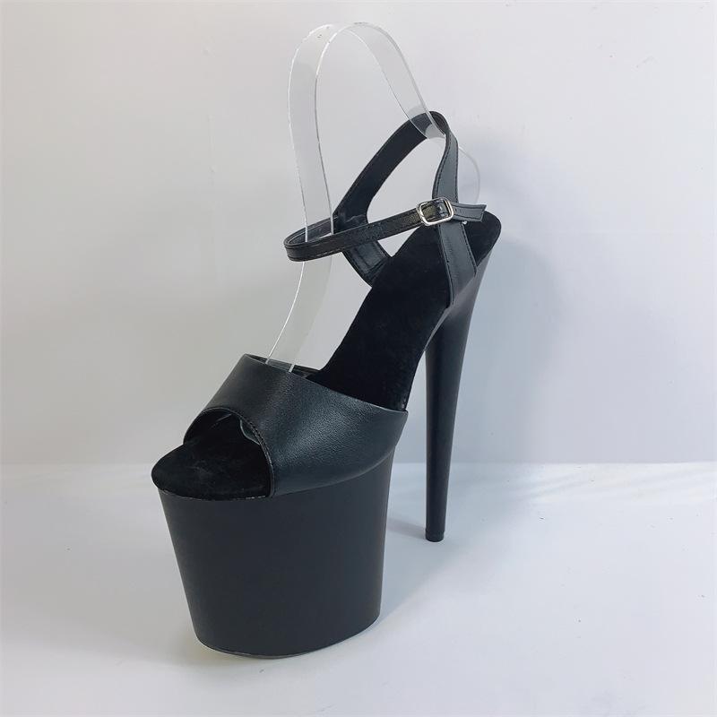 Damen High Heel Sandalen Lackleder Dünne Ferse Fischmaul High Heel Tanzsandalen 20cm Höhe 10cm Plateau YKC