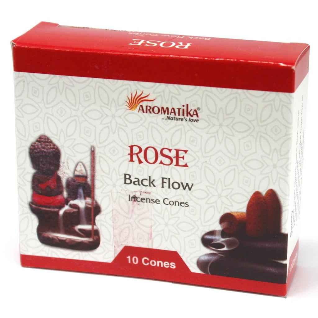 Backflow Incense Cones Rose 10 Pack Aromatica