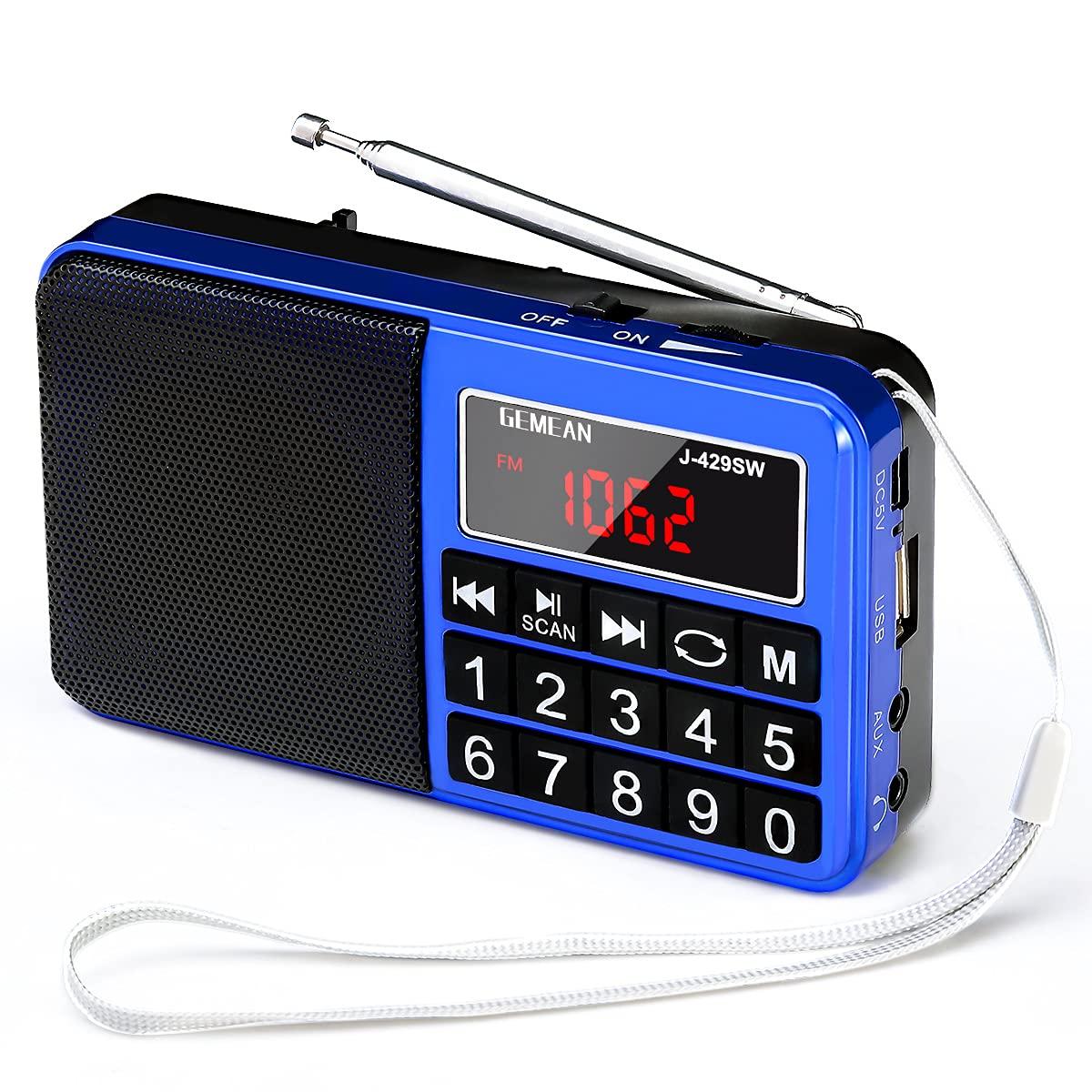 

Gemean Portable USB Wide AM and by Gemean J-429SW Radio, Rechargeable, Portable, FM, (MW), Shortwave, (L-238SW) (Jewelry Blue)