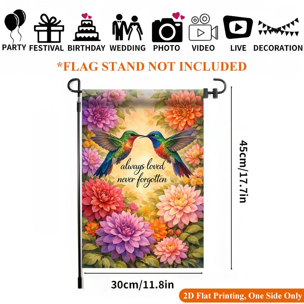 1pc Hummingbirds Colorful Blooms Garden Flag - Single-Sided Polyester, 29.97x44.96 Cm, Outdoor Decor