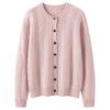 Women's Thickened Hollow-Out Cashmere Cardigan, Round Neck, Button-Up, Long Sleeve Wool Outerwear with Drop Shoulders.