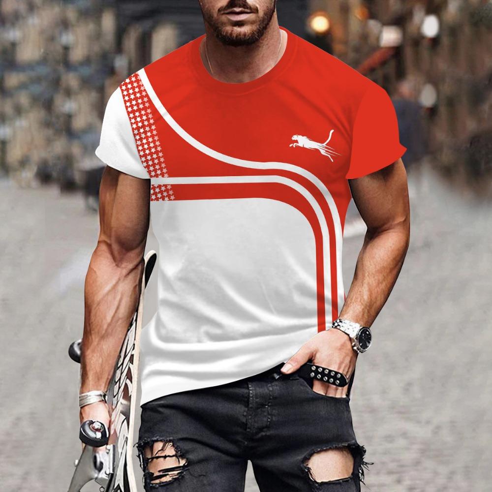 

Мужская повседневная и модная футболка с круглым вырезом и короткими рукавами с градиентной 3D цифровой печатью XS