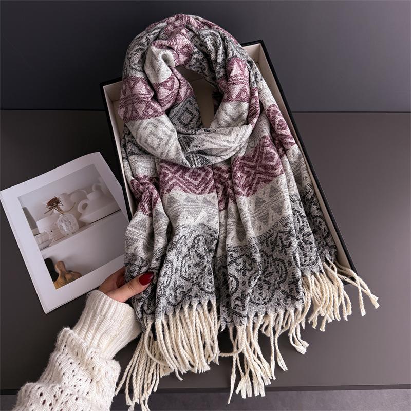 2025 Winter Warm Women Scarf Designer Imitation Cashmere Thicken Shawl Pashmina Scarves Female Wrap Blanket Foulard