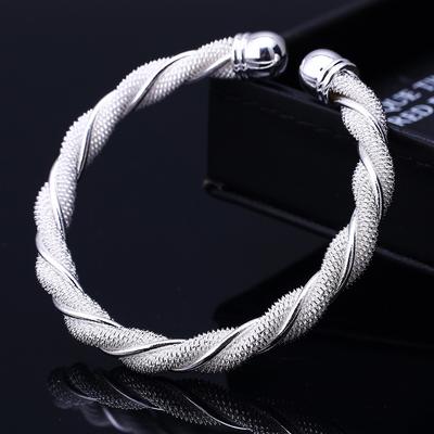 Bracciale a rete intrecciata in argento placcato con trecce di pasta fritta intrecciate Bracciale a rete intrecciata Bracciale aperto