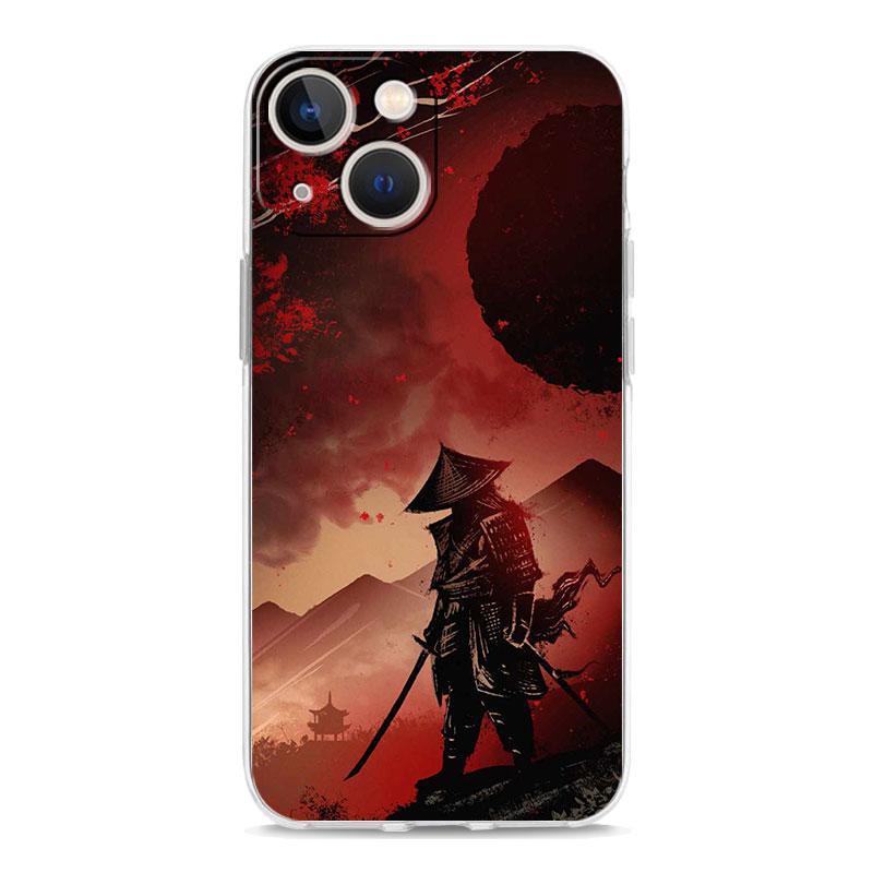 Japanese Bushido Samurai Transparent Phone Case For iPhone 15 16 14 13 12 11 Pro XS X XR SE 7 8 Plus Clear Lens Protect Cover