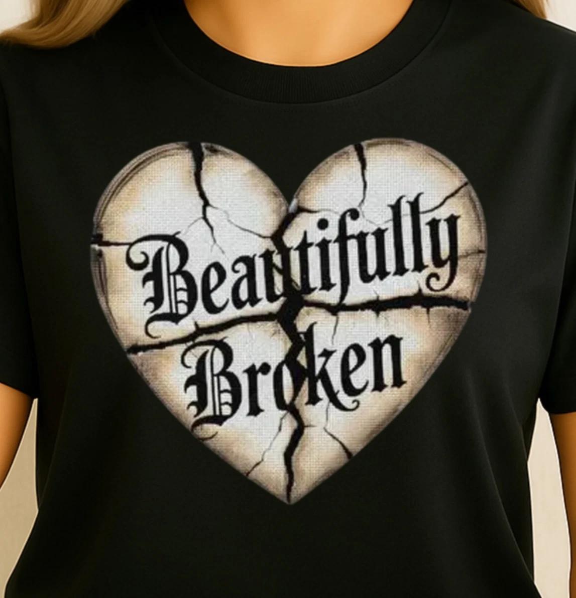 Beautiful Broken Heart T-Shirt | Women s Night Out Tee, Bohemian Vibe Shirt XL