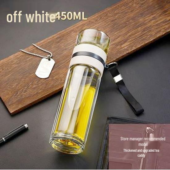 Double Wall Glass Tea Infuser Cup: Portable, Insulated, High Borosilicate Glass with Stylish Design for Travel