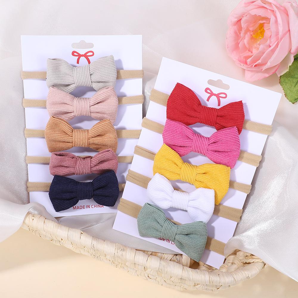 15Pcs/Set Cotton Baby Bows Headband Nylon Random Color Hair Bands for Children Girls Soft Hairband Toddler  Hair Accessories