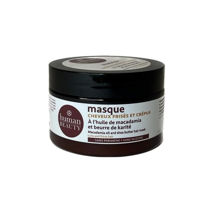 Masque cheveux frisés - Human Beauty - 200ml - Huile de macadamia - Beurre de karité - Nourrissant