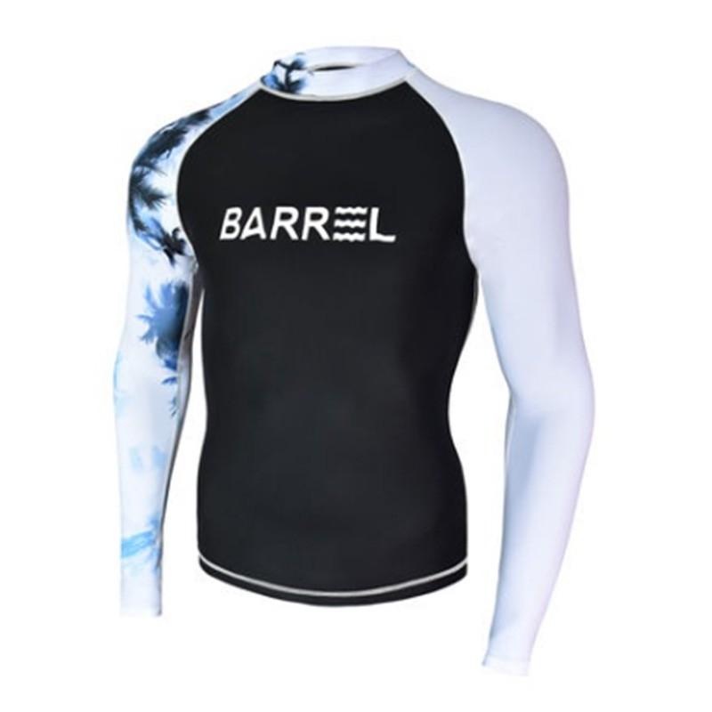 Mens Long Sleeve Rash Guard UPF 50 Sun Protection Swim Shirt Surfing Swimming Snorkeling