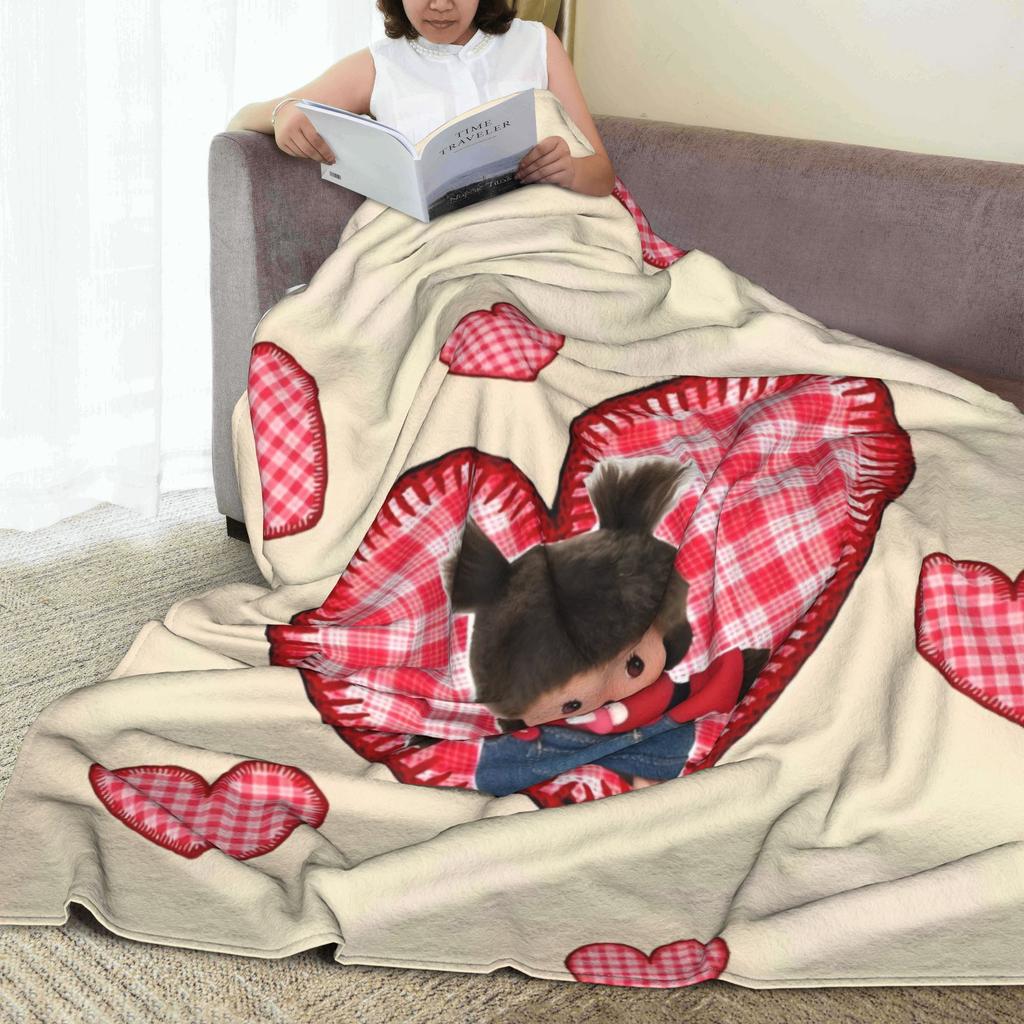 Monchhichi Decke Qualität Weich Bettwäsche Überwürfe Winter Mädchen Jungen Outdoor Lustige Tagesdecke