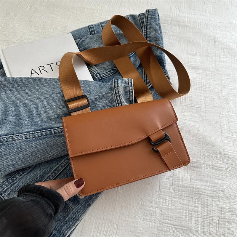 Chic Korean Style Pu Leather Small Square Bag 2024 Spring Casual Crossbody Bag коричневый