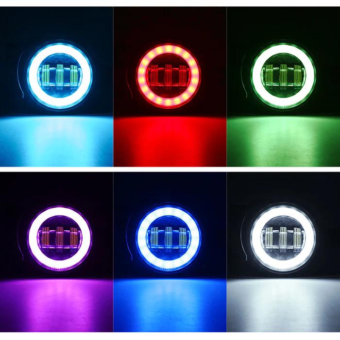 Remote Control RGB LED Angel Eye Fog Lights for Wrangler JL/Gladiator JT