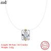 EFFIE QUEEN 925 Sterling Silver Necklace with Square-Cut Zirconia Pendant Timeless Jewelry Gift for Women Casual Wearing LZN34