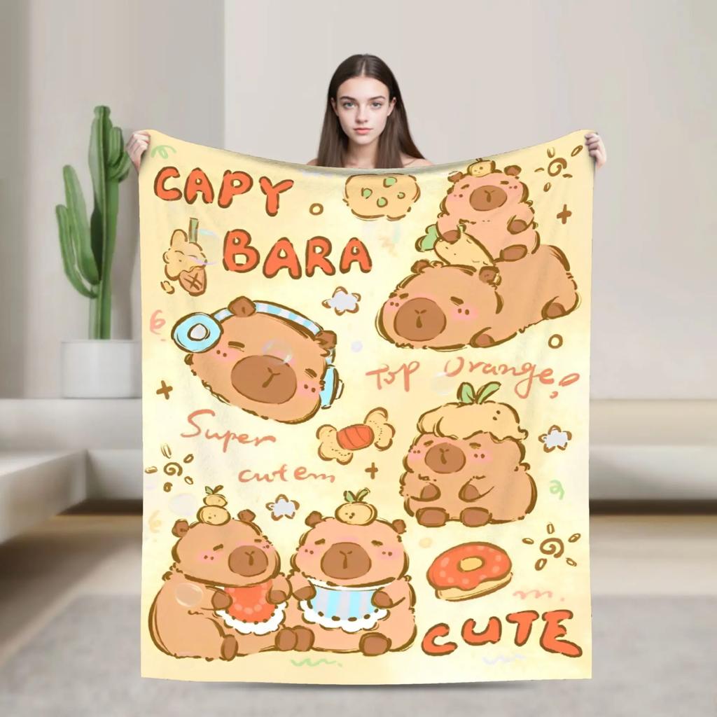 Cute Capybara Blankets Flannel Awesome Warm Throw Blanket for Coverlet Decoration