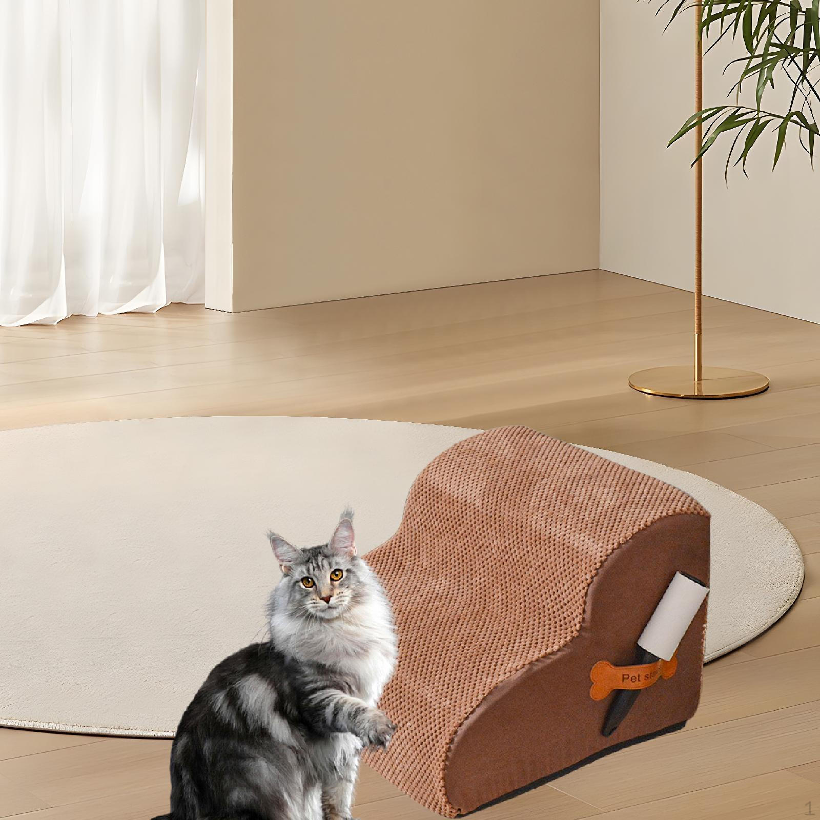 

Пандус для лестницы для собак с 2 ступеньками и моющимся чехлом для высокой кровати, мягкого дивана для домашних животных, щенка кофейный