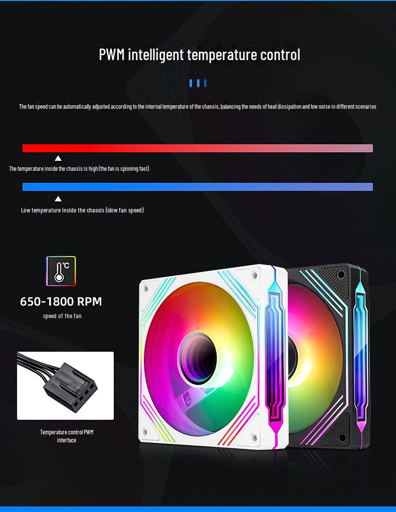14cm Hydraulic Bearing Chassis Fan with RGB Sync, Shockproof Feet, and Silent Operation for PC Cases.