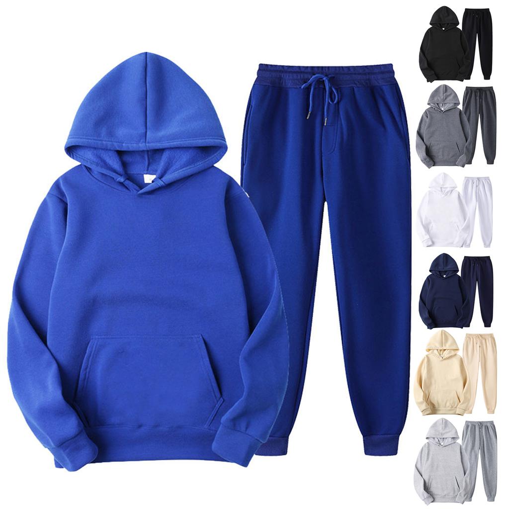 Tuta Uomo 2 Pezzi Felpa Con Cappuccio E Coullisse | Manica Lunga Tinta Unita | 90% Poliestere 5% Cotone