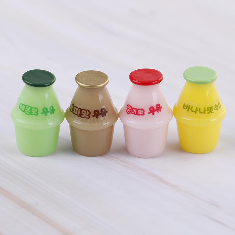 4Pcs Dollhouse Miniature Toy Milk Bottle Home Decor Scene