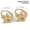 XINYI 2Pcs Design Three Dimensional Star Open Ring Set for Women Hip Hop Hollow Pentagrams Wide Finger Ring Girls Party Jewelry