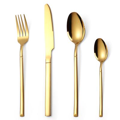 Knight Stainless Steel Tableware Set Four-piece Set Western Food Household Steak Knife Fork Spoon Gold YSH-14-4PS