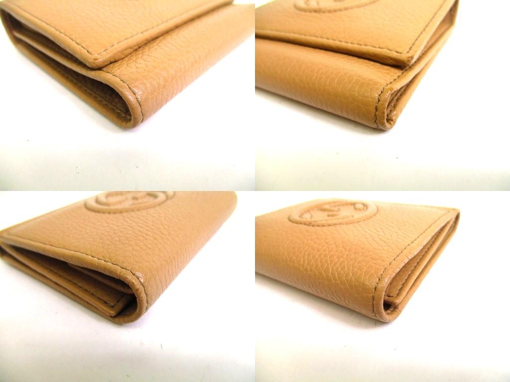 Authentic GUCCI Soho Interlocking G Beige Leather Trifold Wallet Purse #b102  Open Box