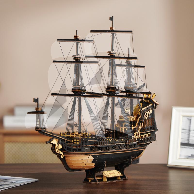 Ruoke Seahorse Sailing 3D Wooden Jigsaw Model - Creative Ornament