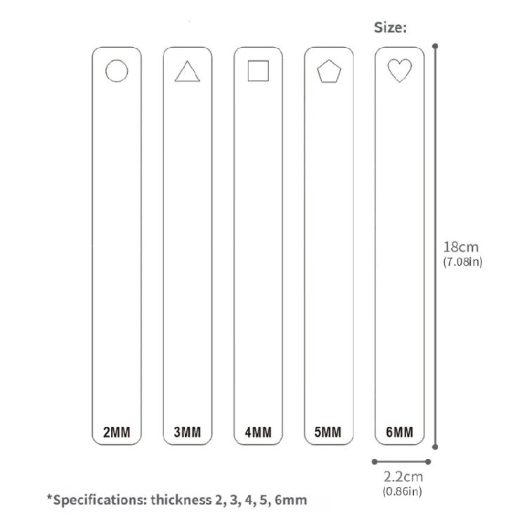 5Pcs Clay Thickness Ruler Clear Acrylic Thickness Gauge For Detailed Pottery Sculpture and Ceramic Texturing Project