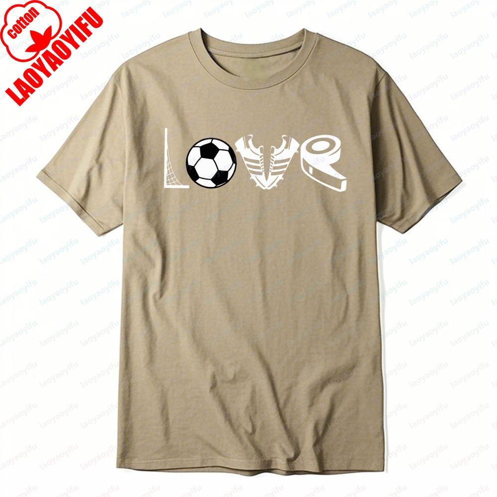 

Love Soccer TShirt Creative Sport Elements Casual Cotton Tee Soccer Part Supplies Vintage Classic Breathable Mens Clothing 3XL