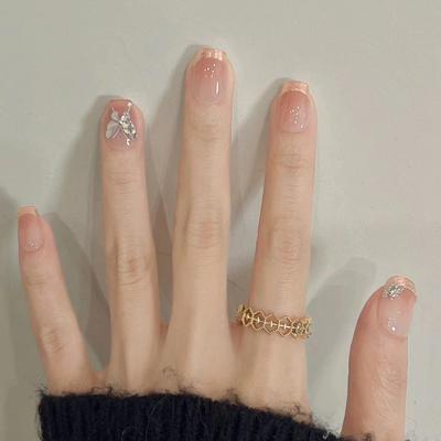 Wearing Armor Handmade Short Armor Sheet Chinese Style Butterfly Wearing Armor Aurora Magic Mirror French Repeatable Fake Nail Patch