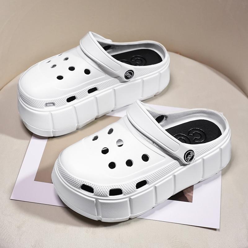 Womens Sandals Hole Shoes Chunky Slippers Summer Beach Shoes Outdoor Green Platform Sandals