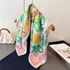Spring Summer 70cm Square Orange Lemon Printed Women Scarf Silk Satin Scarves Shawl Headband Hijab Bandana Wrap Bufanda Lady