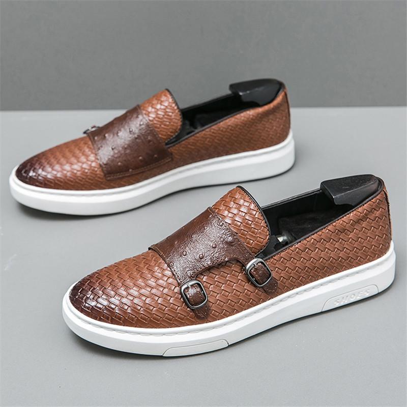 Fashion New Luxury Men's Patent Leather Monk Strap Black Leisure Shoes Loafers Male Comfortable Sneakers Tenis Masculino Zapatos Hombre