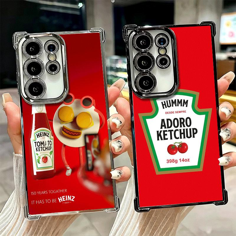 Lamb Heinz Tomato Ketchup Soft Phone Case For Samsung Galaxy S26 Ultra S25 Edge S24 FE S23 Plus S22 S21 + S20 Plating Anti-Fall