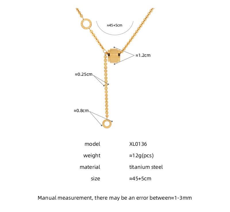 Brushed Roman Interlock Clavicle Chain: Luxury Titanium Steel Necklace for Women