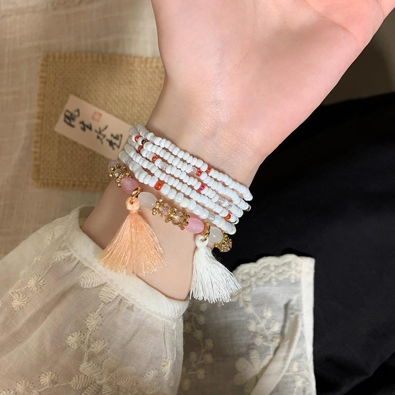 Bohemian Millet Beads Multi-layer Beaded Bracelet Girls Summer Ethnic Style Light Luxury Niche Retro Hand Jewelry