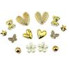 14PCS Summer Fashion Shoe Charms Set Accessories for Clogs Shoe Buckle Golden Bear Rivet Butterfly Flower DIY Shoes Decorations