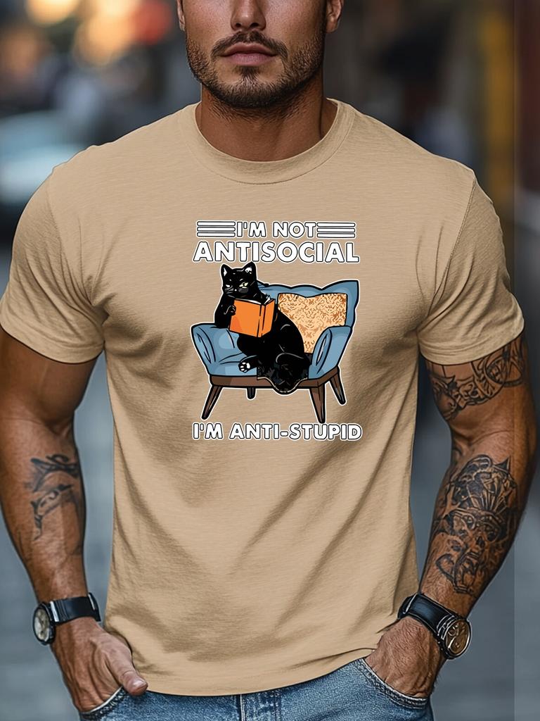 Men Tshirt IM NOT ANTISOCIAL IM ANTISTUPID Graphic Summer Soft Comfort Fit Tee Daily Wear Tops