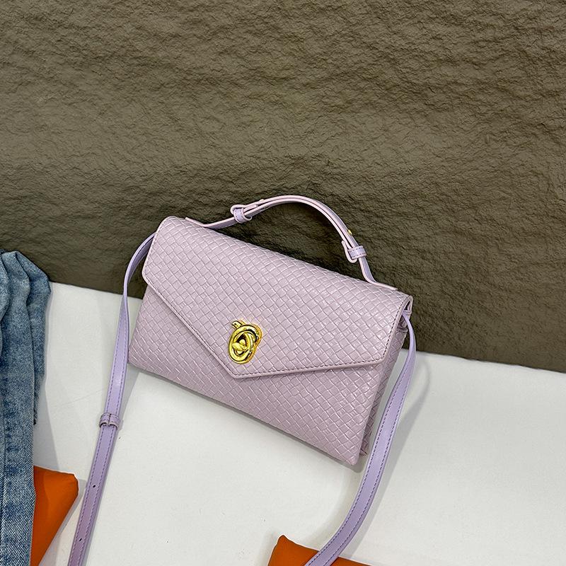 

New women s bag fashion style woven messenger bag portable shoulder oblique span bag fashion фиолетовый