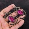 Faceted Kashmir Ruby Earring Copper Wire Wrapped Jewelry Gemstone Earrings Handmade Jewelry Copper Earring Gift For Women Wire Wrap Earring