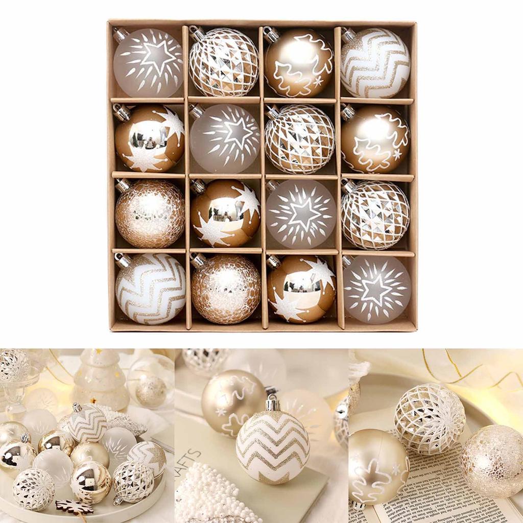 Elegant Champagne Gold and White Christmas Ball Ornaments Add Festive Atmosphere to Your Home Gorgeous Decorations