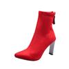Fashion Aphixta Stiletto Boots Women Shoes Zip Stretch Fabric Female Botas Pointed Toe Mid-Calf Socks Thin High Heel Elastic High Boots
