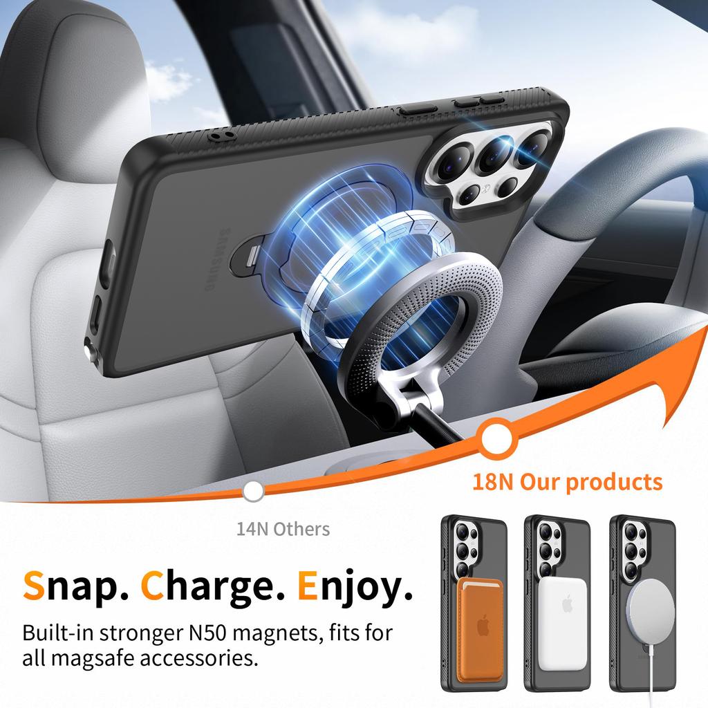 360 fulcrum rotating magnetic suction bracket mobile phone case is suitable for Samsung S26Ultra protective case s26 anti-drop hard