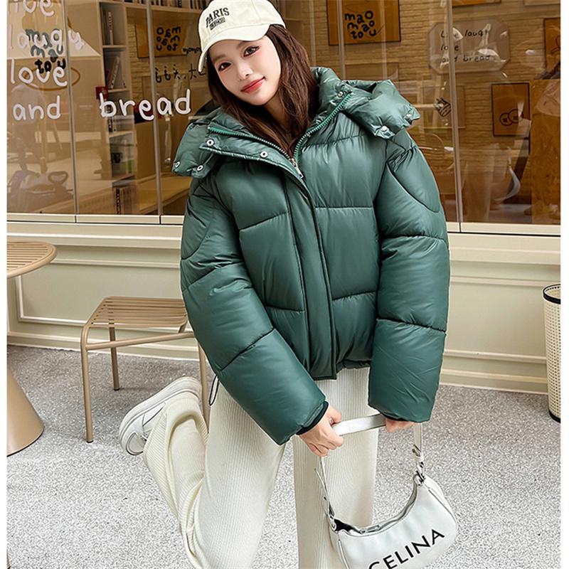 Winter Women's Thick Loose Hooded Short Cotton Jacket M-XXL