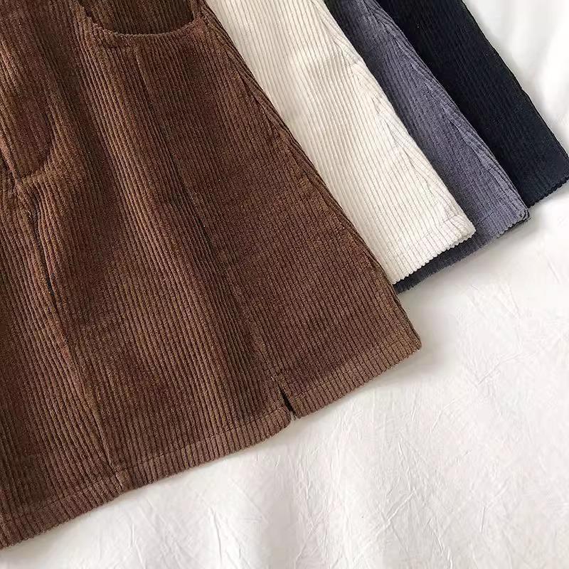 Korean Style Slimming High Waist Corduroy Midi Skirt - Autumn/Winter 2024