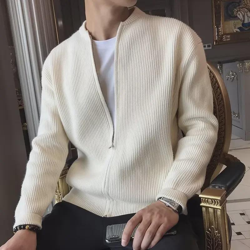 

Men s Solid Color Knitted Cardigan: Autumn/Winter 2023 Slim Fit Casual Sweater Jacket 3XL абрикосовий